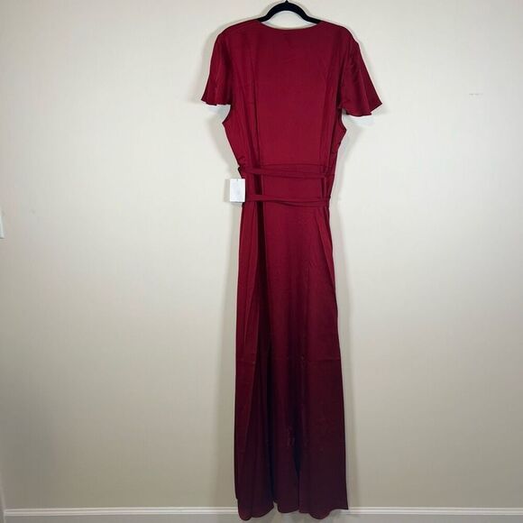 NWT Show Me Your MuMu Noelle Satin Wrap Dress Red Luxe XXXL - Picture 12 of 12